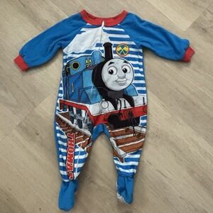 Thomas the Tank Engine Toddler Clothes SZ 12M One Piece Fleece Footie Pajamas‎